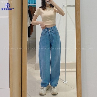 Quần jeans Suông cạp cao 2 cúc mã 2022