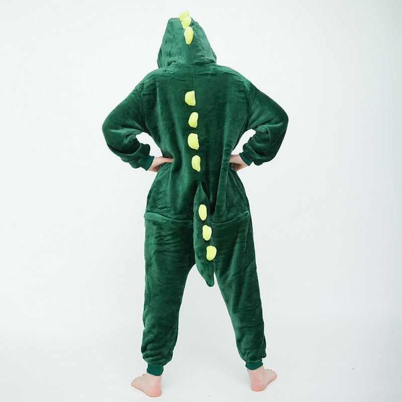 Bộ Đồ Ngủ Liền Thân Hóa Trang Khủng Long Hoạt Hình Màu Xanh Lá Dành Cho Bé