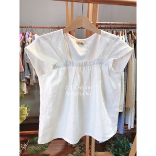 S059 - ÁO KIỂU LINEN TRẮNG