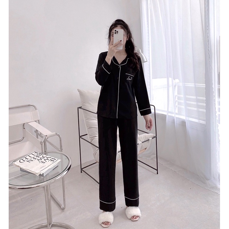 Bộ pijama thêu chữ love mặc nhà xinh xỉu video ảnh thật | BigBuy360 - bigbuy360.vn