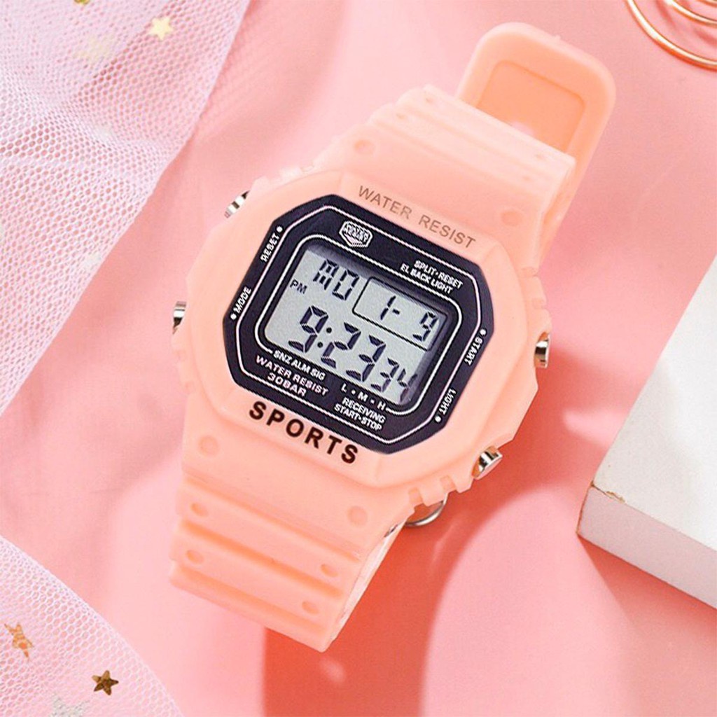 Đồng Hồ Thể Thao Unisex Sppors Điện Tử Mặt Chữ Nhật Thời Trang Nam Nữ Siêu Đẹp - Hazo