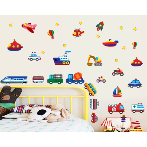 Combo Decal giấy dán tường nhiều mẫu hoạt hình thước đo cho bé ( nhiều mẫu )