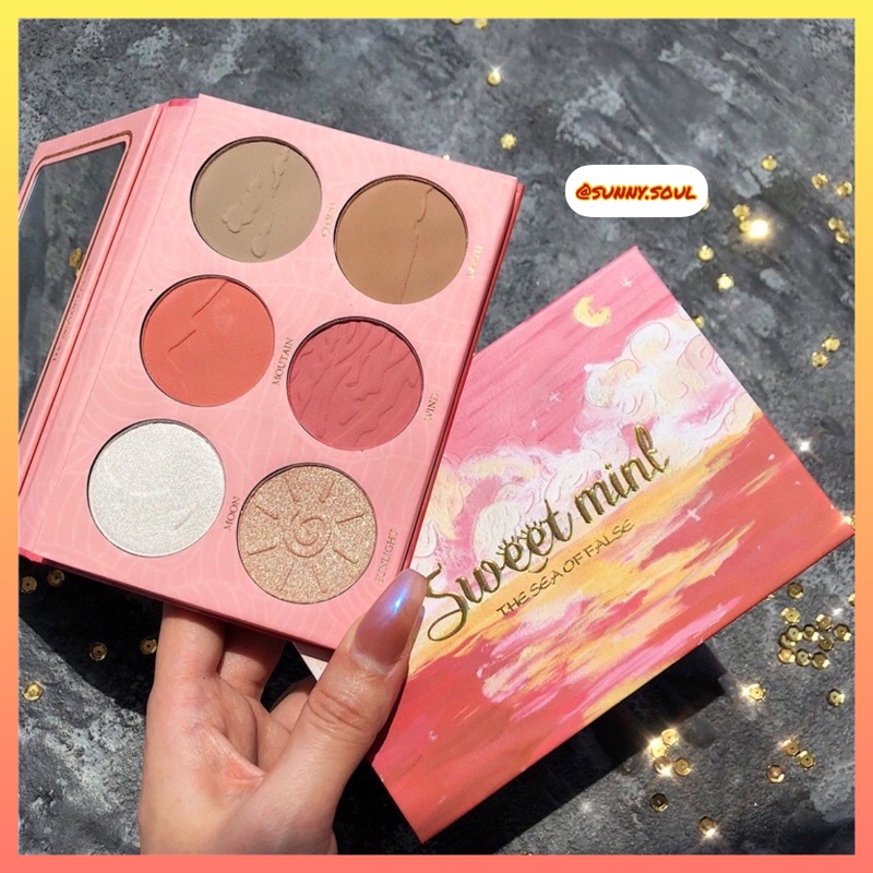 Bảng Phấn Sweet Mint The Sea Of False 6 Ô Kết Hợp 3 Trong 1 Phấn Mắt Phấn Má Tạo Khối