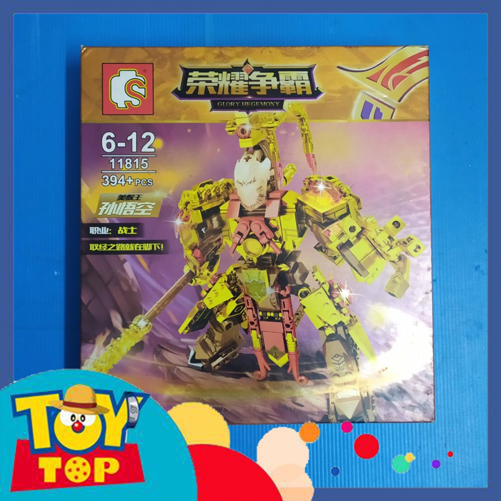 Đồ chơi lắp ghép LOL liên quân Glory Hegemony lắp ráp tướng Tôn ngộ không Wukong dạng robot mech xếp hình Sembo 11815