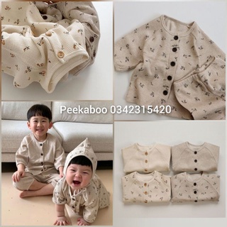 Bộ dài tay cotton tổ ong peekaboo thu đông