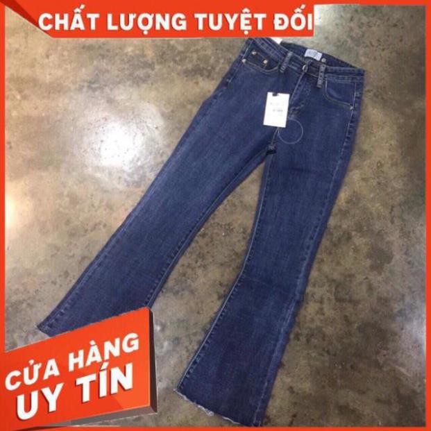 Quần jeans ống loe lửng 9 tấc 3 màu(đen-xanh nhạt-xanh đậm)