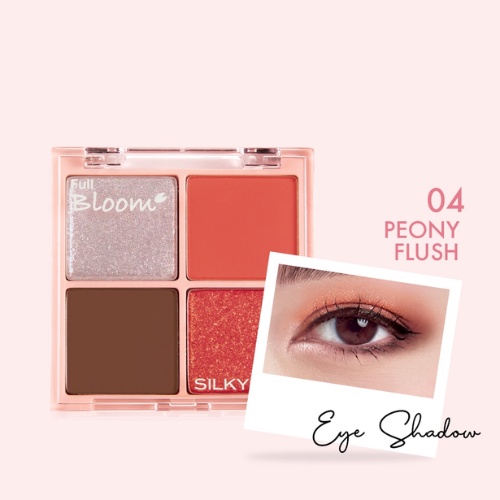 Bảng Phấn Mắt 4 Ô Có Nhũ Silkygirl Full Bloom Shadow