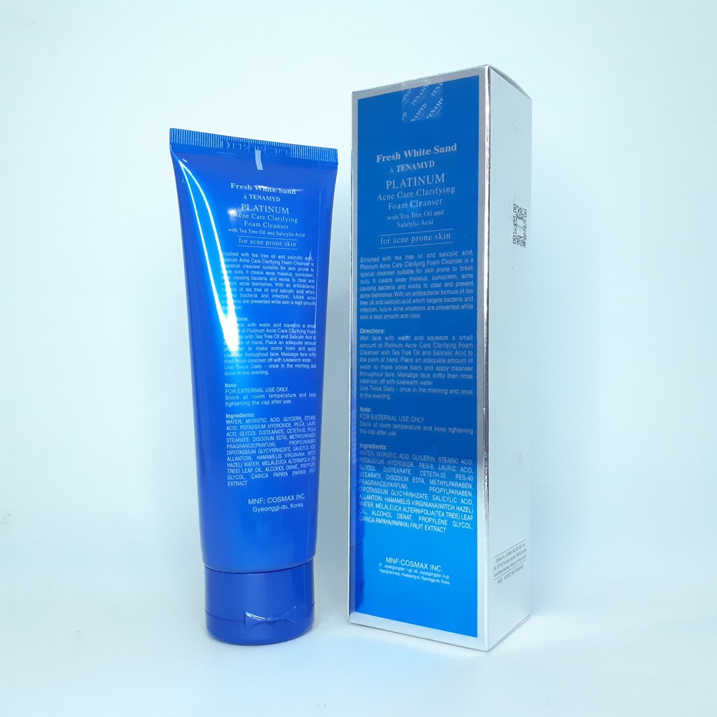 Date 28/08/2027 Sữa Rửa Mặt Ngăn Ngừa Mụn Fresh White Sand Tenamyd Platinum Acne Care Clarifying Foam Cleanser
