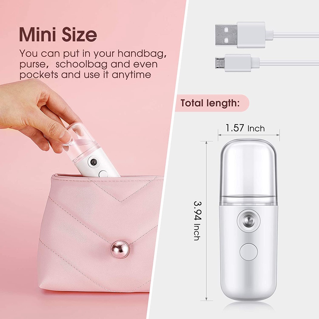 Máy Phun Sương Tạo Độ Ẩm Bình Xịt Khoáng Nano Xông Chăm Sóc Cho Da Mặt Cầm Tay Mini - Máy Phun Xương Xịt Khoáng NANO