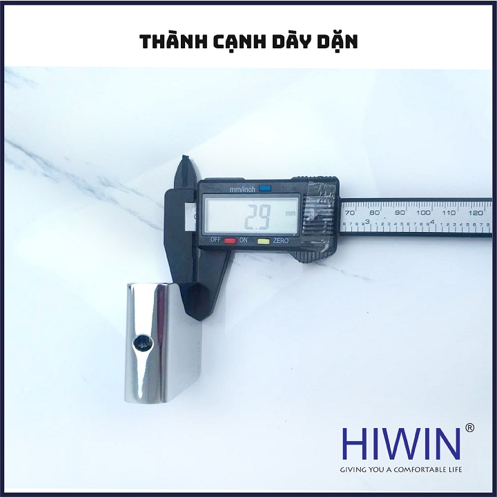 Kẹp chân kính 0 độ cabin tắm không khoét lỗ chất liệu inox 304 mặt gương HIWIN FC-085A