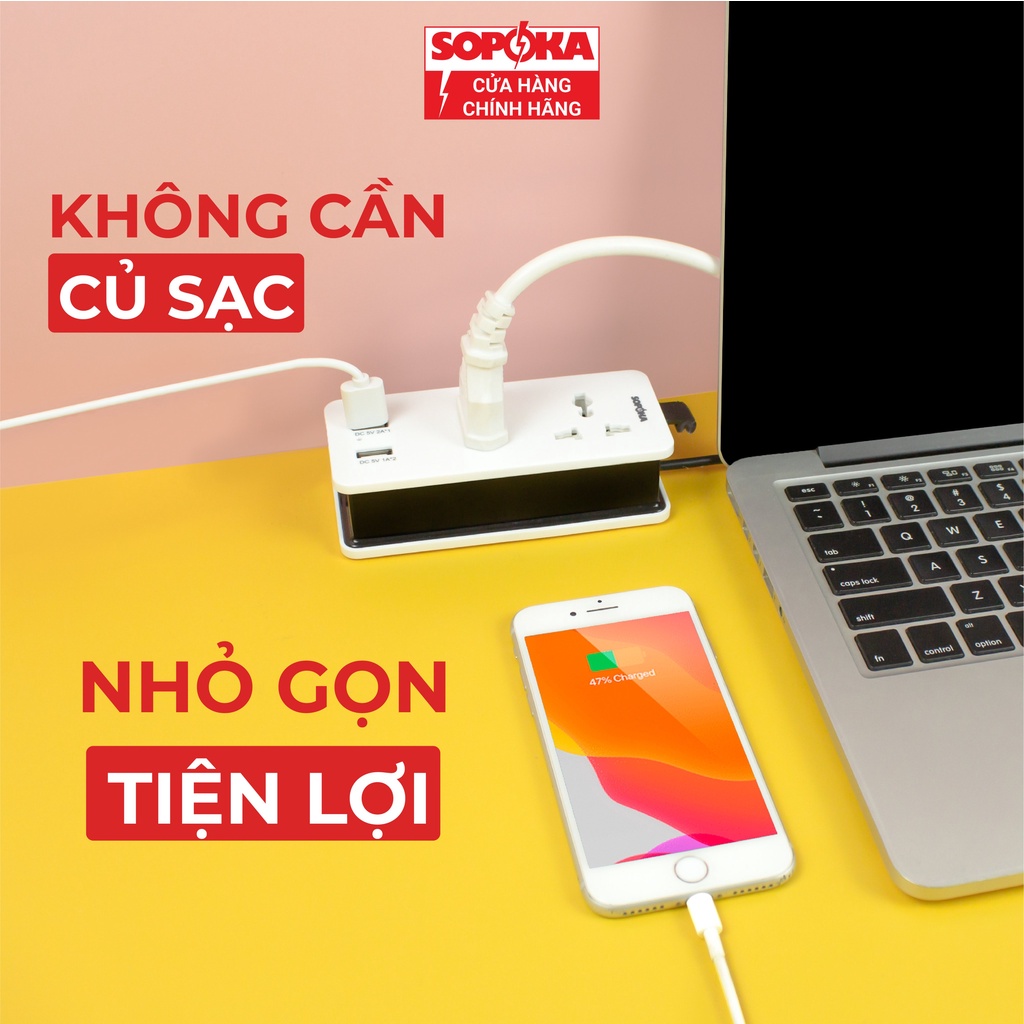 [Mã BMBAU50 giảm 10% đơn 99k] Ổ cắm điện ổ điện thông minh SOPOKA Q2U Q4U tích hợp cổng USB tiện lợi