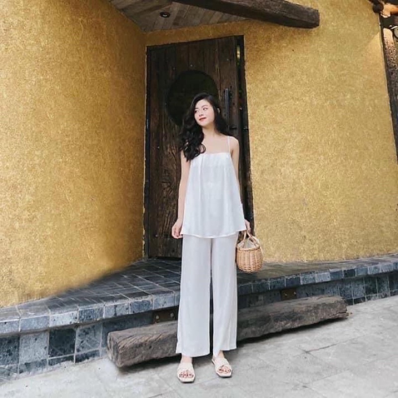 ÁO HAI DÂY VINTOP thiết kế xếp ly form áo rộng xoè nhẹ style ullzang phù hợp mặc mỗi ngày