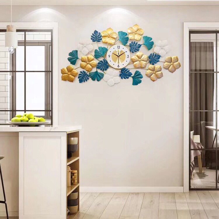 Đồng Hồ Treo Tường Mẫu Deco Nghệ Thuật 120*65cm - Tranh Treo Tường Cao Cấp Nhập Khẩu Loại 1 (BH 24 Tháng)