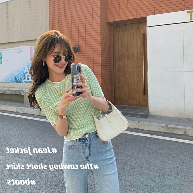 áo len dệt cộc tay