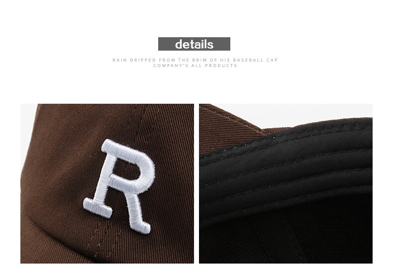 Mũ lưỡi trai thêu họa tiết chữ R phong cách hè 2021 cá tính