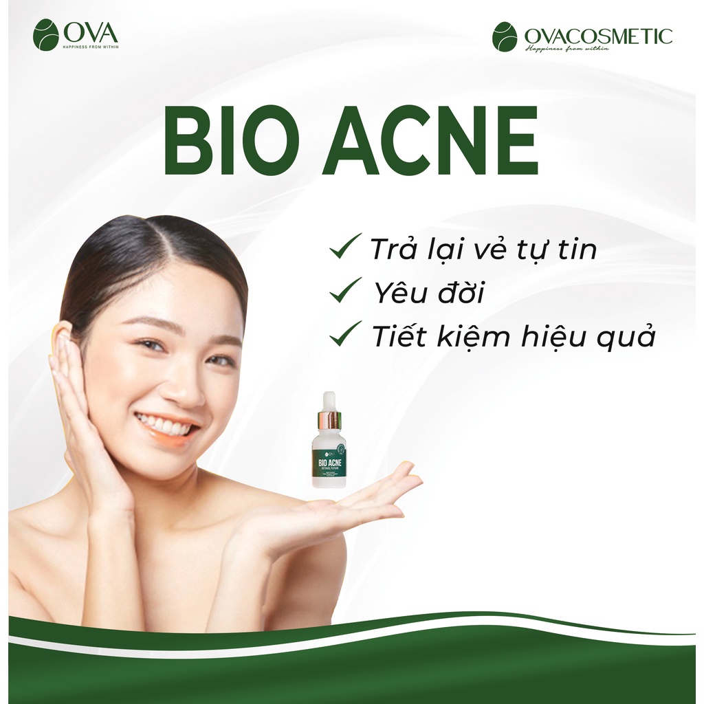 Serum Bio Acne Ova giảm mụn mờ thâm lành tính chiết xuất thiên nhiên 15ml