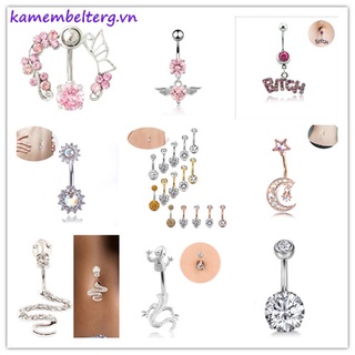Set 5 khuyên rốn thép không gỉ đính đá pha lê