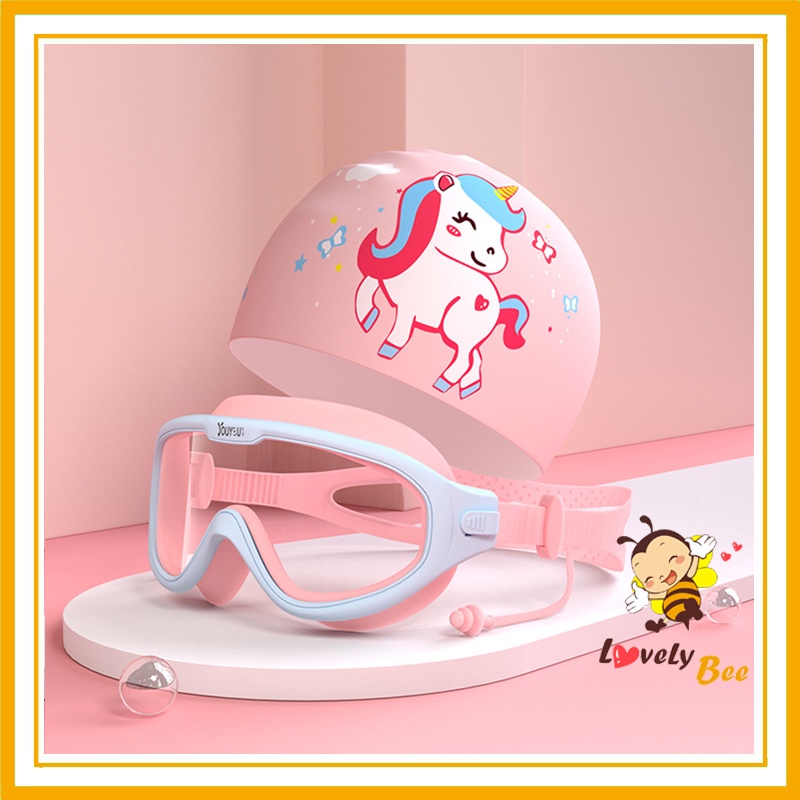 Combo Kính Bơi Trẻ Em Chính Hãng YouYou Full Box + Mũ Bơi + Nút Bịt Tai + Kẹp Mũi Chống Sặc Nước, Chống Sương Mù