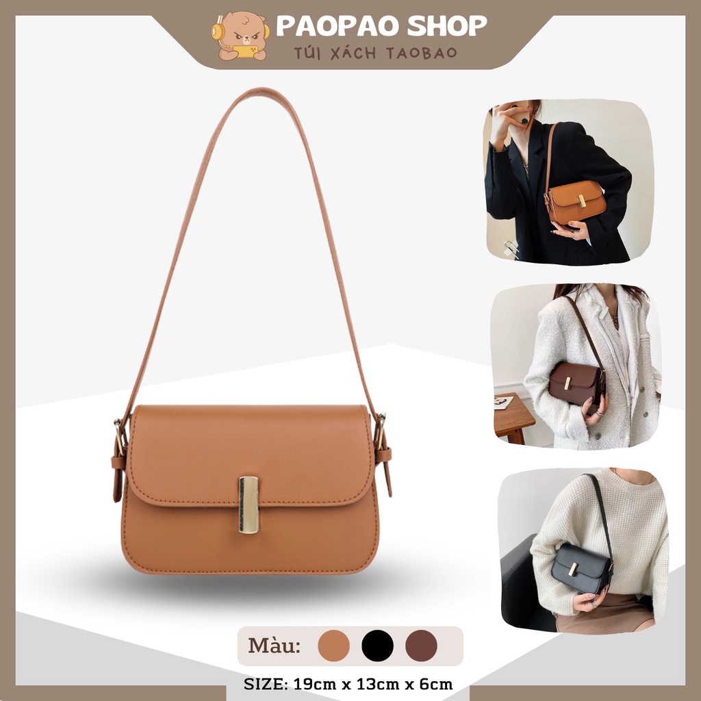 Túi xách nữ kẹp nách size nhỏ da trơn khoá chữ nhật chất liệu da PU cao cấp thời trang giá rẻ - T04075