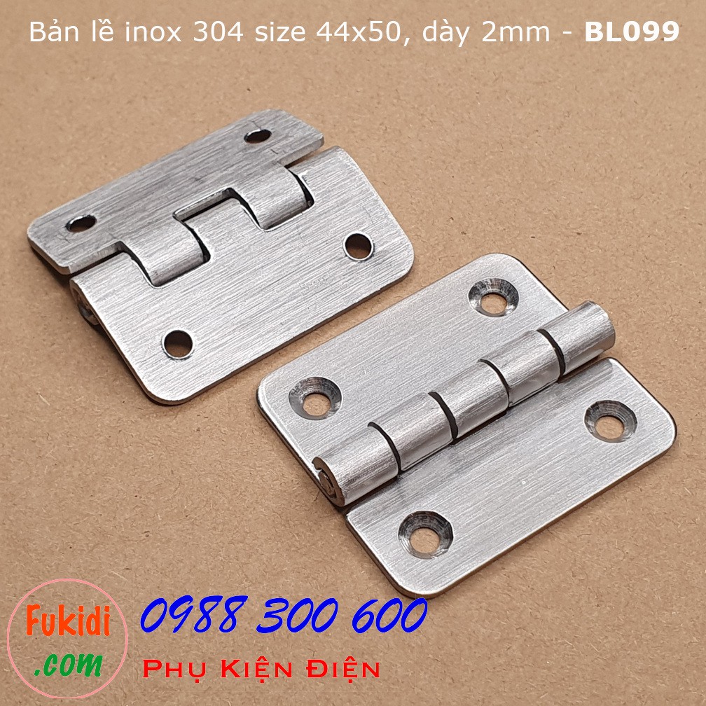 Bản lề inox 304 kích thước 44x50, dày 2mm BL099