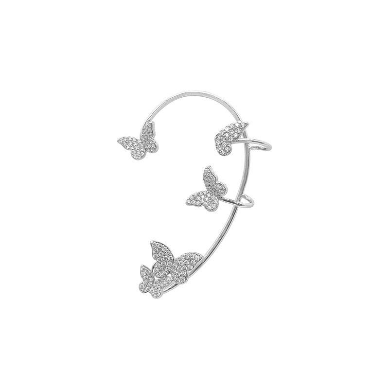 Khuyên Kẹp Vành Tai Không Xỏ Lỗ Hình Bướm Đính Kim Cương Cho Nữ