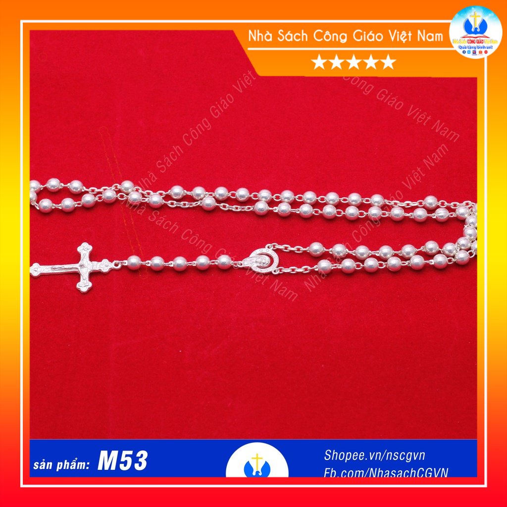 Chuỗi Tràng Hạt Mân Côi 50 bạc ta nguyên chất M53 - Hạt 5ly - dài 42cm  - Nhà Sách Công Giáo Việt Nam