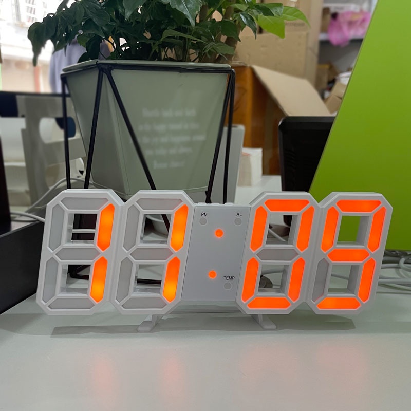 Đồng Hồ Báo Thức Gắn Tường Cảm Biến Thông Minh Có Đèn LED 3d