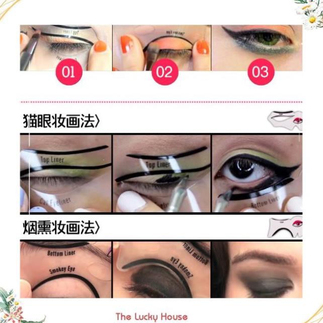 Sét 2 khuôn dụng cụ kẻ vẽ mắt mèo tiện lợi KM02