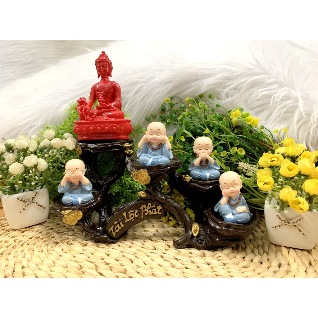 Full Set Phật Tổ và các đệ tử La Hán tọa đế Tài Lộc Phát (Hình Thật)