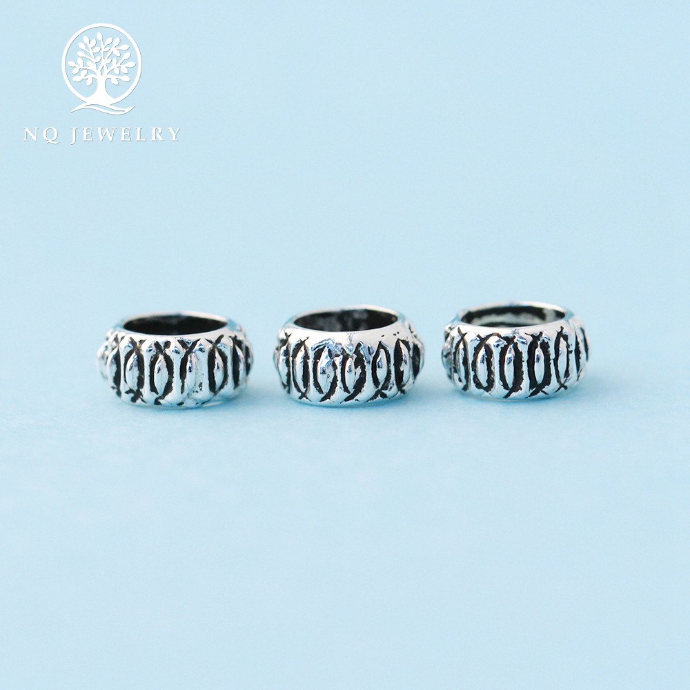 Charm bạc chặn hạt họa tiết - NQ Jewelry