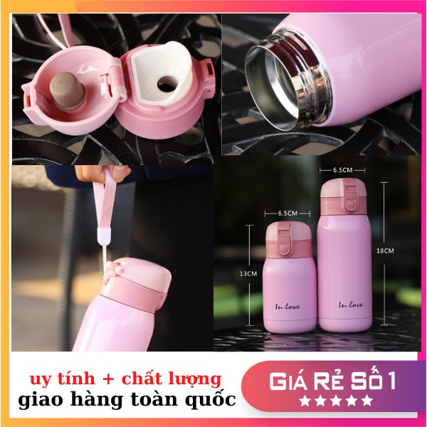 Bình giữ nhiệt IN LOVE bình nước giữa nhiệt inox 360ML LOẠI TỐT bình nước cute