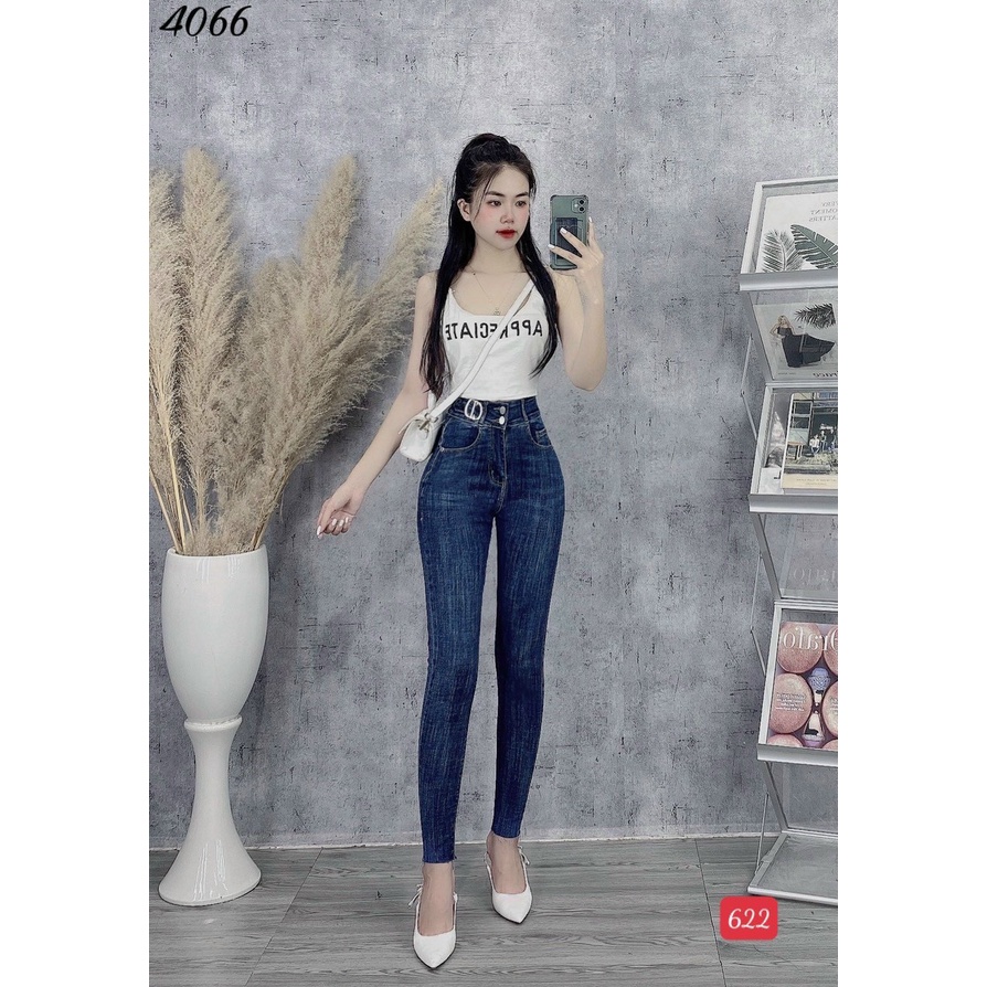 Quần jean nữ lưng cao chất jeans co dãn tốt, quần bò nữ cao cấp co dãn  KING168 JN1