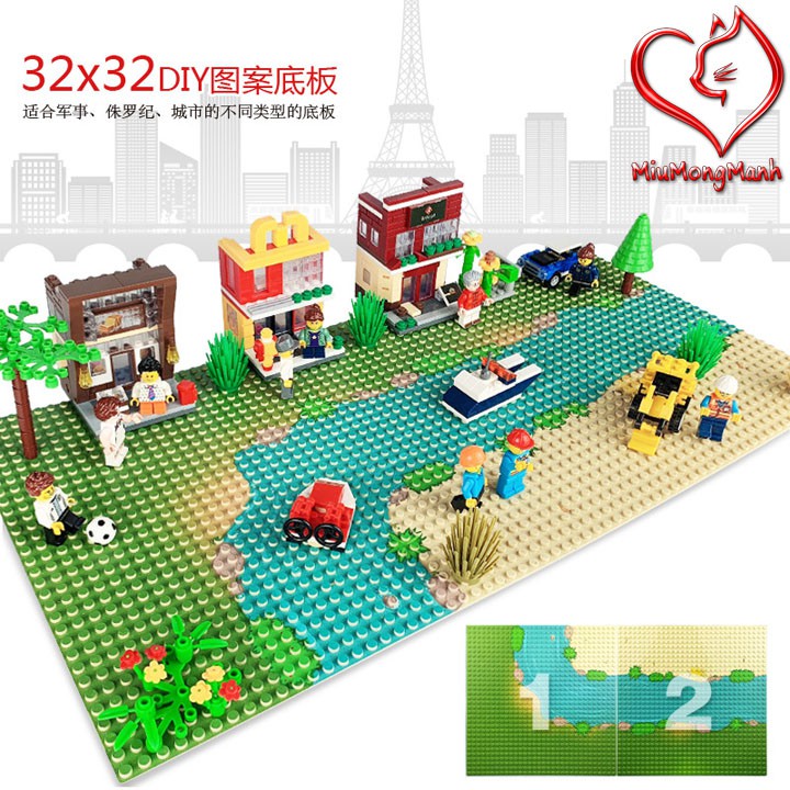 Tấm Nền Dòng Sông Đường Cong Base Plate Đồ Chơi Lắp Ráp Xếp Hình Lego DIY