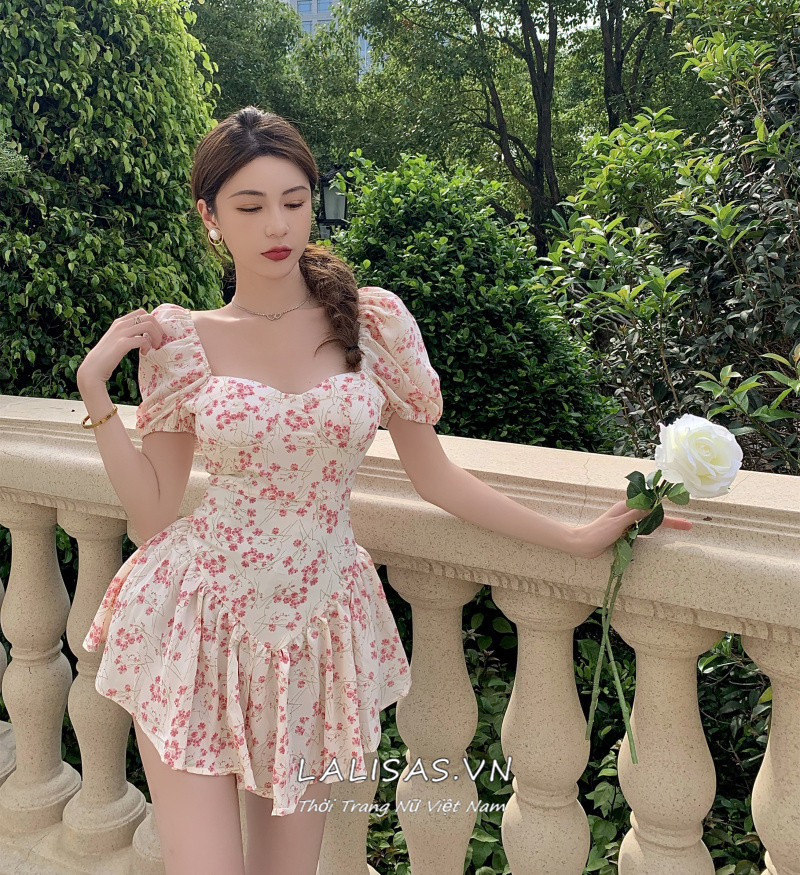 Đầm Tay Phồng Cổ Vuông Họa Tiết Hoa Xinh Xắn Phong Cách Hàn Quốc | BigBuy360 - bigbuy360.vn