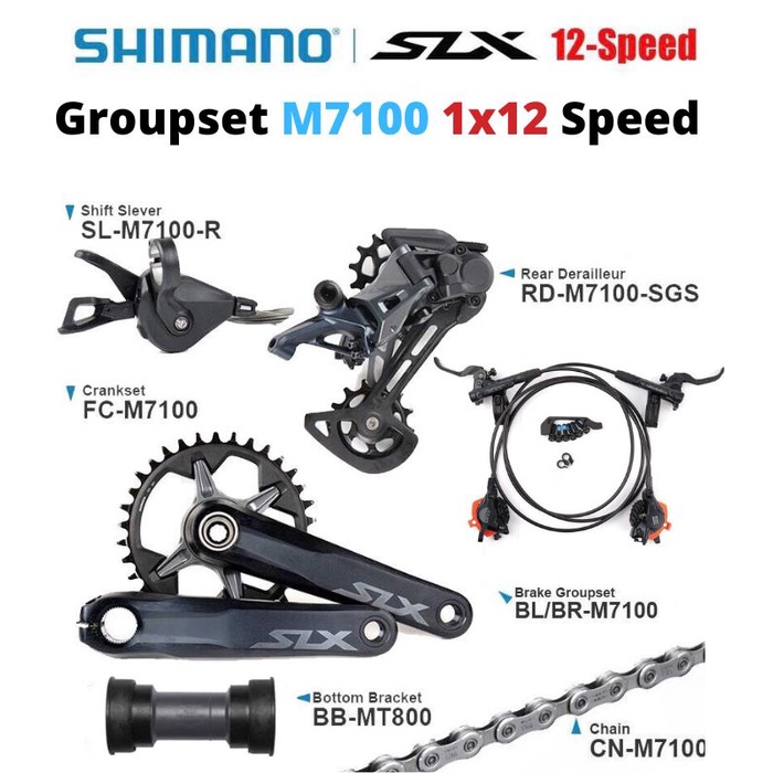 Group Xe Đạp Shimano SLX M7100 1x12 Tốc Độ Đùi 32T 170Mm Líp 10-51T Phanh Dầu M7100 Dành Cho Xe MTB