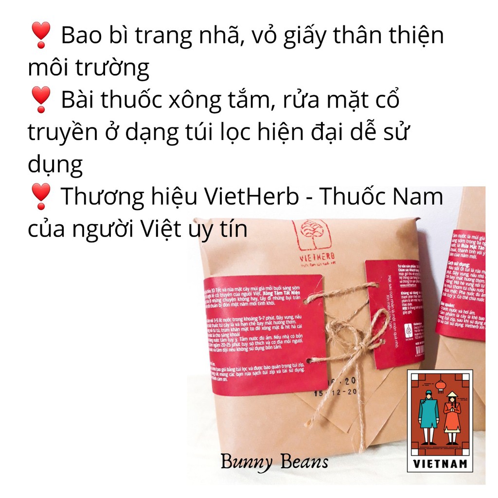 Bộ Xông tắm Rửa mặt Tết Cổ truyền  Thảo dược VietHerb  Chúc mừng năm mới thịnh vượng