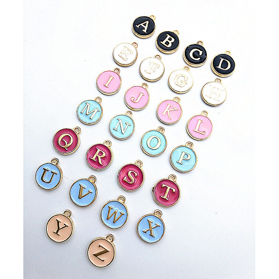 Bộ 26 mặt dây chuyền hình chữ cái từ a - z nhiều màu tùy chọn xinh xắn