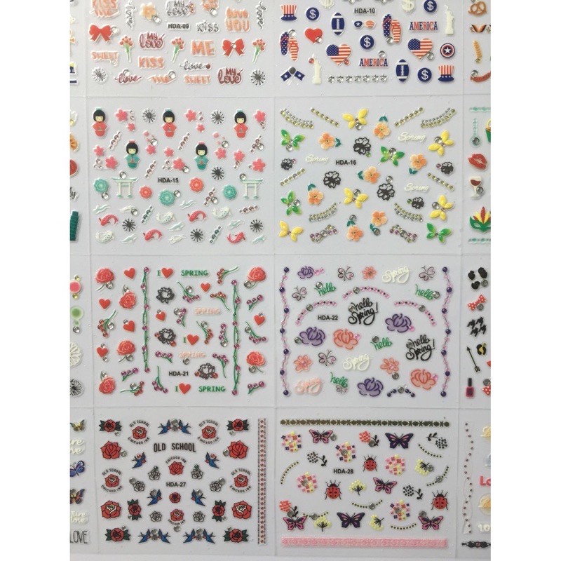 STICKER DÁN MÓNG HOẠT HÌNH DỄ THƯƠNG, KHÔNG ĐỘC HẠI (30 HÌNH)