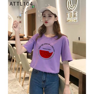 ÁO THUN NỮ TAY LỠ IN CHỮ VÀ MIẾNG DƯA HẤU SIÊU HOT FREE SIZE - ATTL104