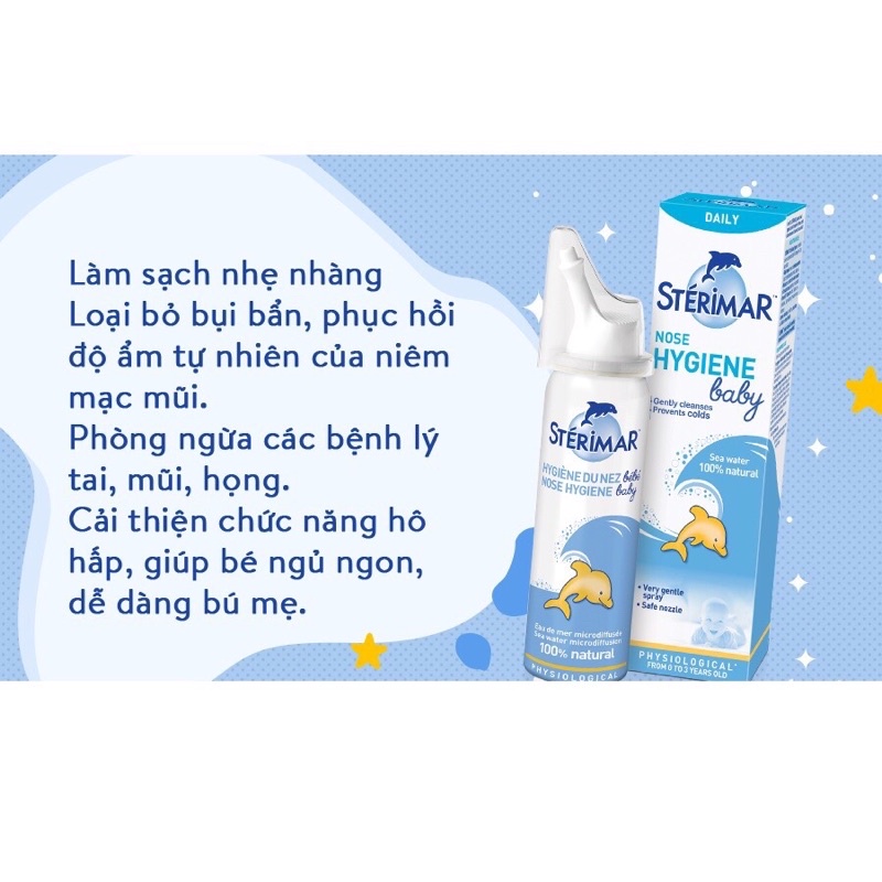 Sterimar Baby  (nước biển sinh lý phun sương vi hạt dùng cho trẻ từ 0-3 tuổi)