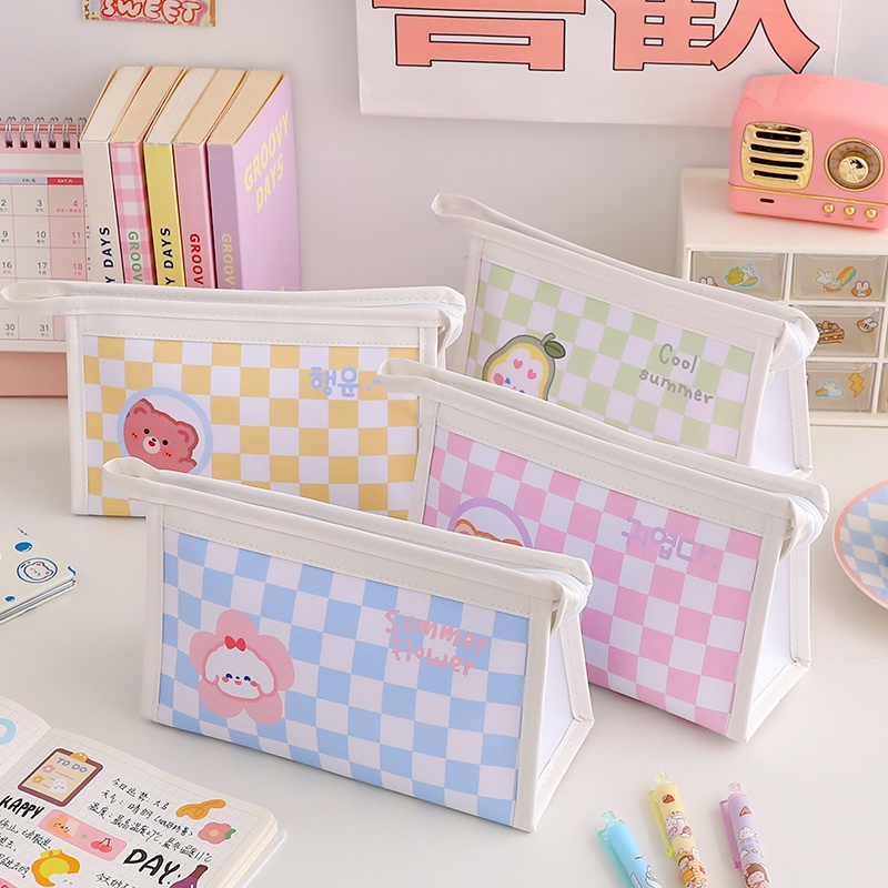 Túi Đựng Bút Chì Cỡ Lớn Chống Thấm Nước Họa Tiết Hoạt Hình Dễ Thương Ốp