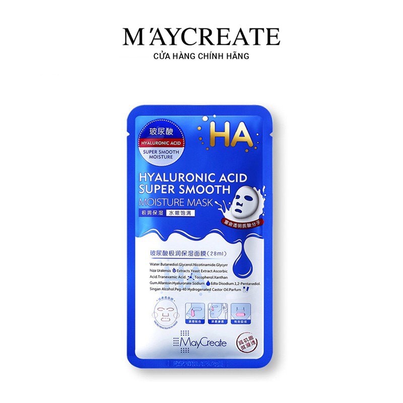 Mặt nạ HA dưỡng ẩm Maycreate hộp 20m chính hãng