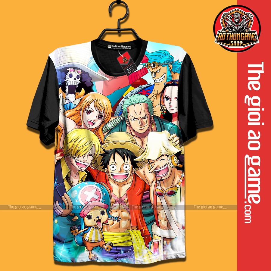 Áo One Piece nhóm Luffy Mũ Rơm v2 mới (3D Đen), áo đảo hải tặc Anime Manga (Shop AoThunGameVn)