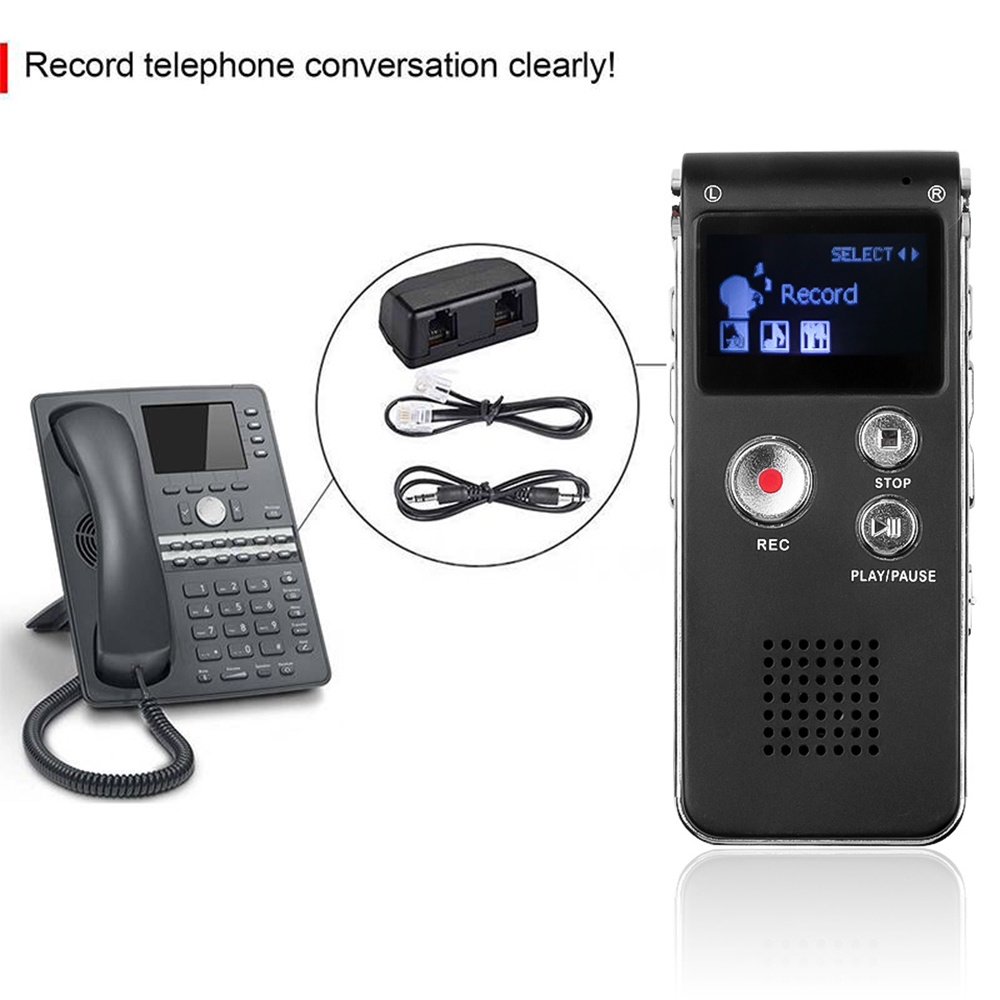 VIRWIR Máy ghi âm giọng nói 3D hỗ trợ MP3 mini âm thanh nổi sạc lại được tiện lợi