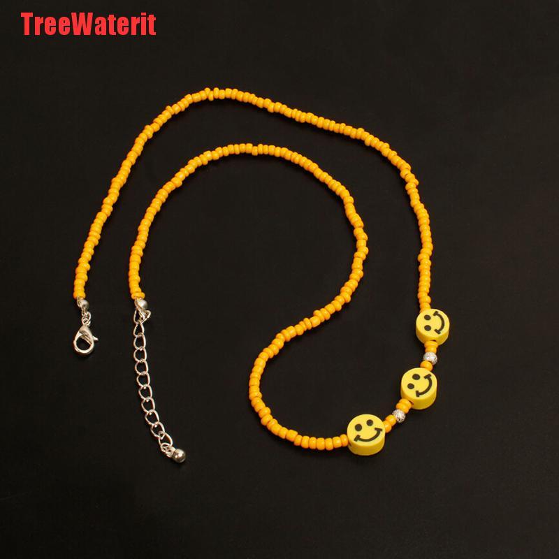 TreeWaterit Bohemia Colorful Beads Smile Face Choker Necklace Clavicle Summer Jewelry Gift