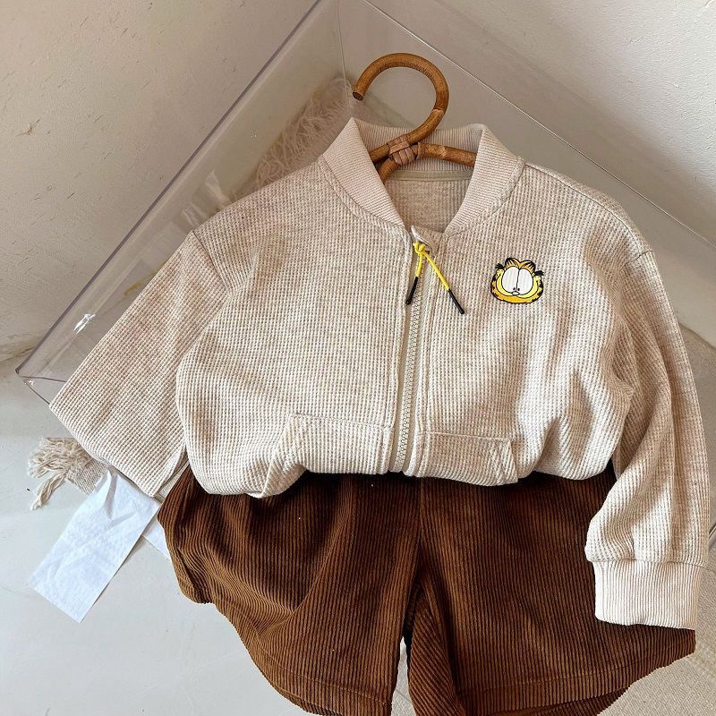 Áo Khoác Mềm Phối Khóa Kéo Họa Tiết Hoạt Hình Phong Cách Hàn Quốc Cho Bé Gái