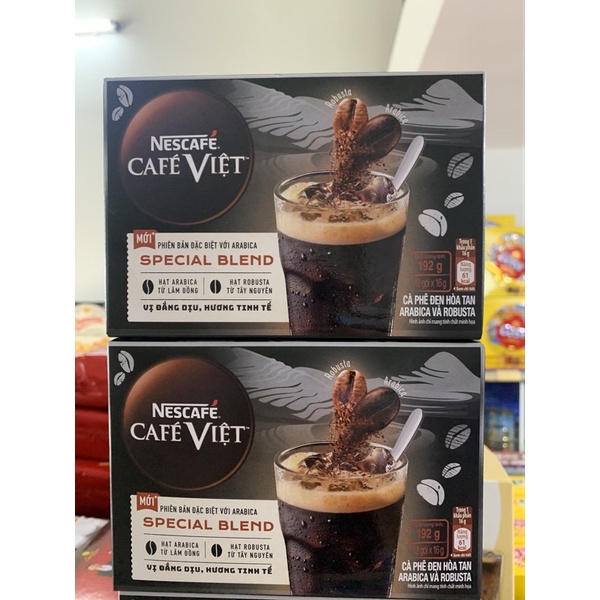 Cà phê Nescafe việt đen hòa tan Arabica Robusta hộp 12 gói x 16g