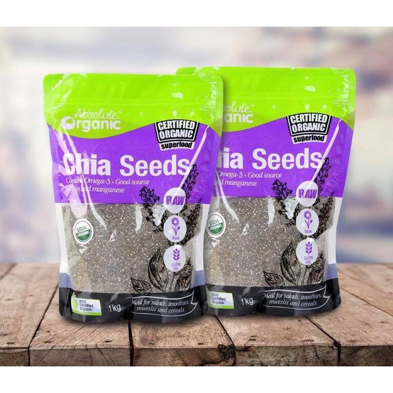 Combo 2 Túi Hạt Chia Úc Absolute Organic Chia Seeds - túi 1kg