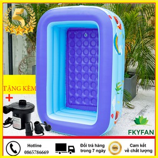 [TẶNG BƠM ĐIỆN] Bể Bơi Phao 1.3m hình chữ nhật cho bé yêu Loại 3 tầng hàng Cao cấp Tặng kèm keo dán -  miếng vá