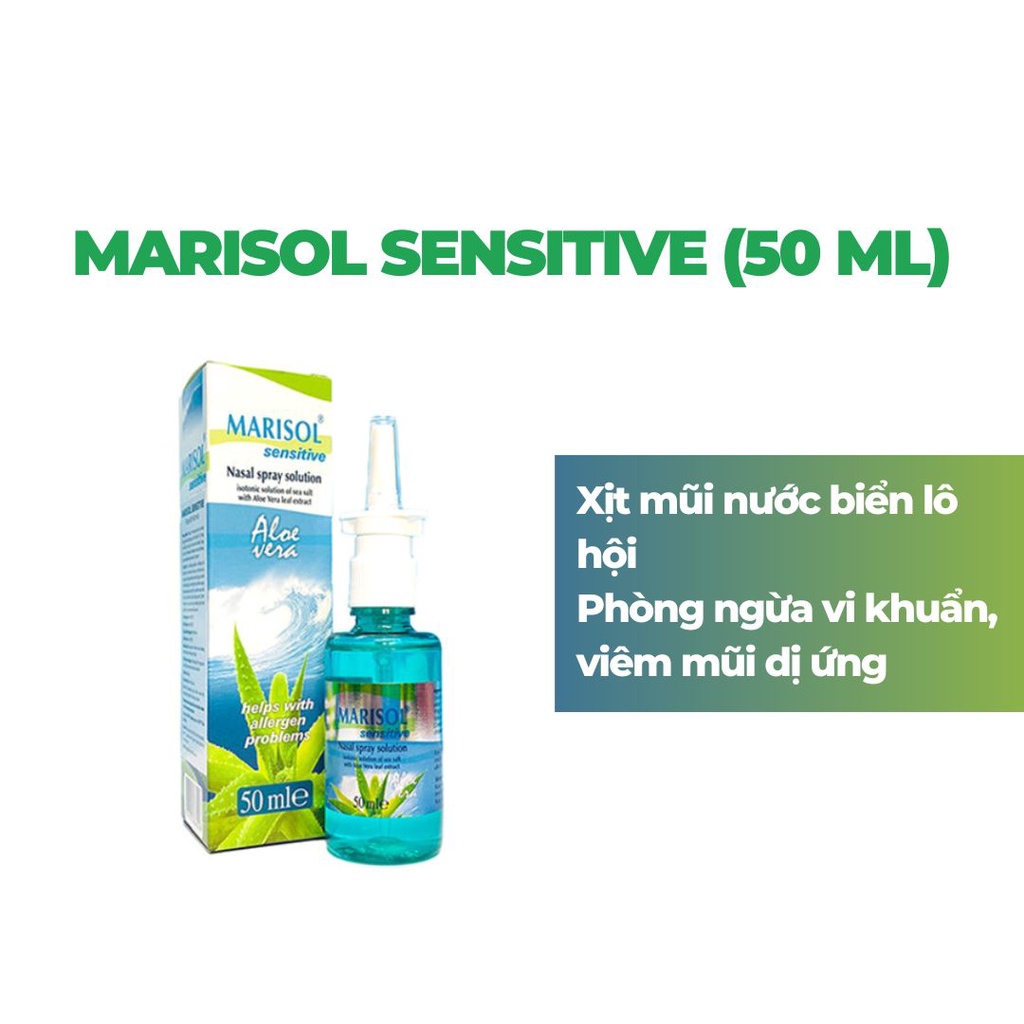 Xịt Mũi Nước Biển Chết Lô Hội Marisol Sensitive Giúp Nhanh Thông Thoáng Hô Hấp 50ML